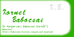 kornel babocsai business card